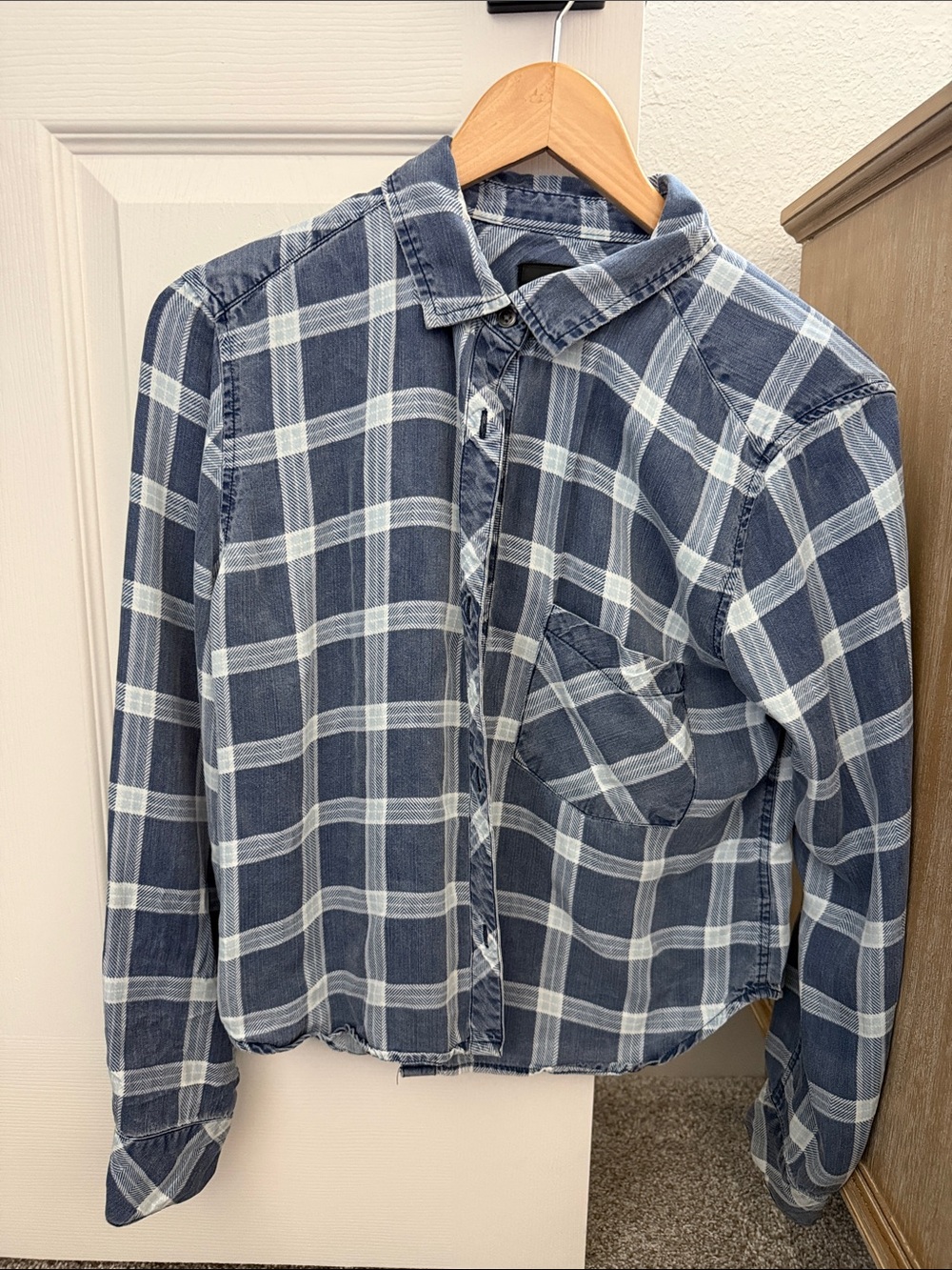 Rails Blue and White Plaid Button-Down Shirt